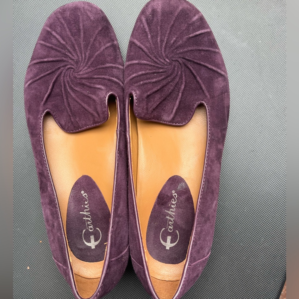 Earthies Women's Deep Purple Suede Loafers
